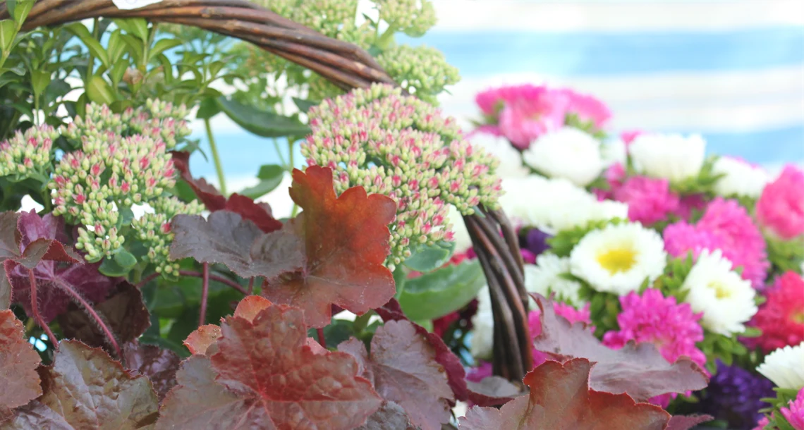 Blommor i korg