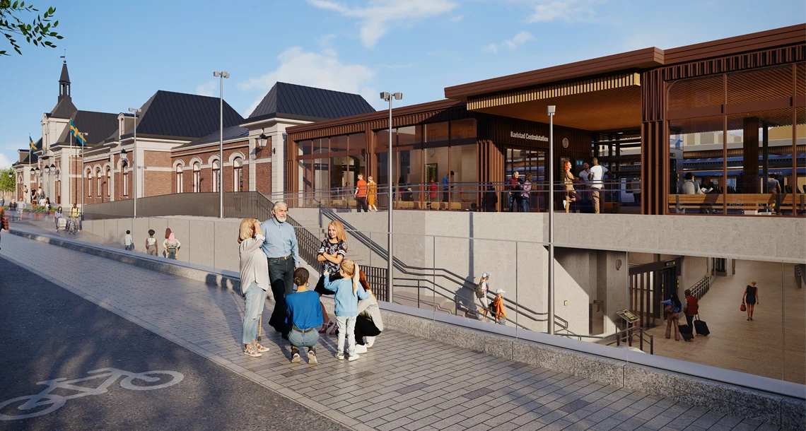 Illustration tillbyggnad stationshuset i dagsljus