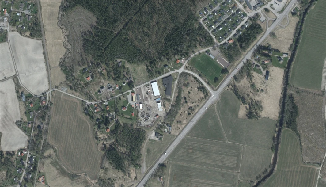 Flygfoto planområdet Vallargärdet verksamheter